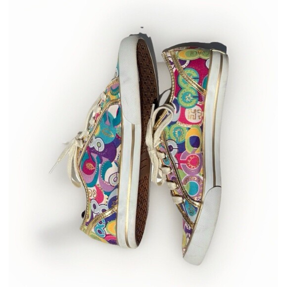 COACH™ Women's DEE Pop C Sneakers Sz 8.5 B Multicolor / Metallic Gold Trim - Picture 6 of 9